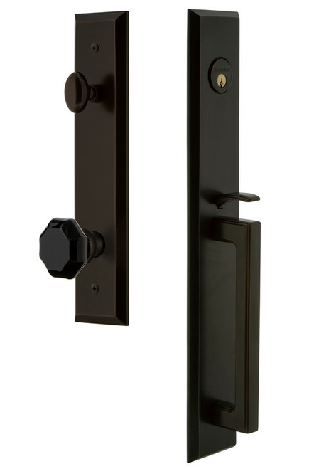 Grandeur Fifth Avenue One-Piece Handleset with D Grip and Lyon Knob in Timeless Bronze - FAVDGRLYO - 852299