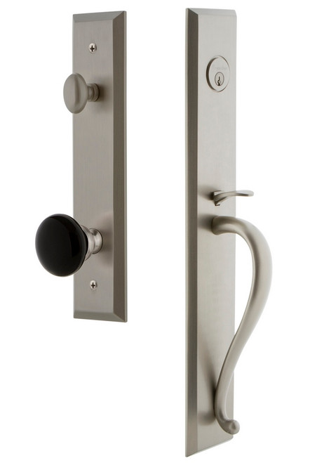 Grandeur Fifth Avenue One-Piece Handleset with S Grip and Coventry Knob in Satin Nickel - FAVSGRCOV - 854486