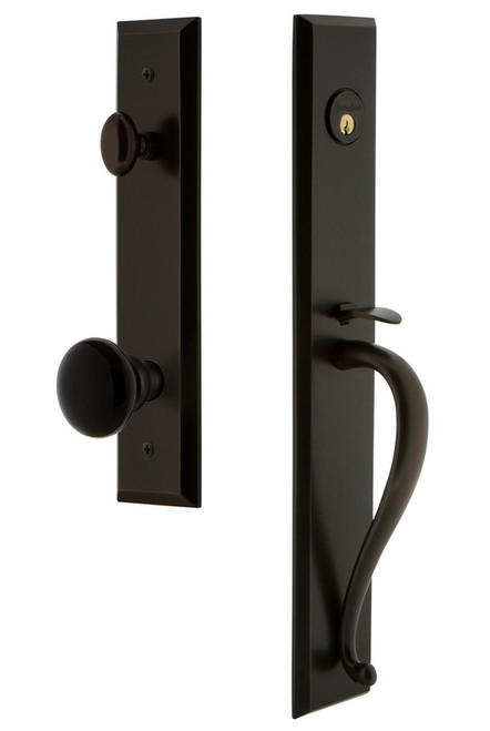 Grandeur Fifth Avenue One-Piece Handleset with S Grip and Coventry Knob in Timeless Bronze - FAVSGRCOV - 854487