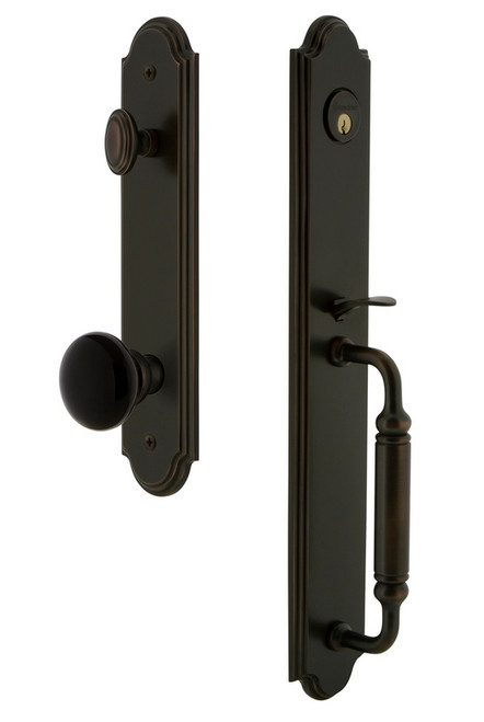 Grandeur Arc One-Piece Dummy Handleset with C Grip and Coventry Knob Timeless Bronze - ARCCGRCOV - 854508