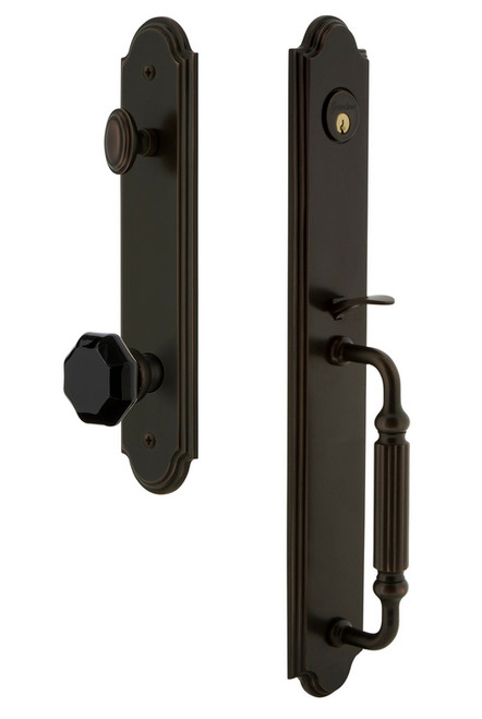 Grandeur Arc One-Piece Dummy Handleset with F Grip and Lyon Knob Timeless Bronze - ARCFGRLYO - 852373