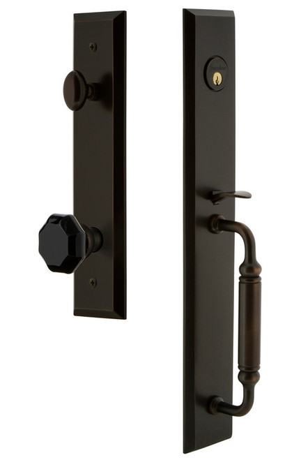 Grandeur Fifth Avenue One-Piece Dummy Handleset with C Grip and Lyon Knob Timeless Bronze - FAVCGRLYO - 852411