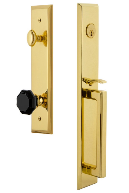 Grandeur Fifth Avenue One-Piece Dummy Handleset with D Grip and Lyon Knob Lifetime Brass - FAVDGRLYO - 852416