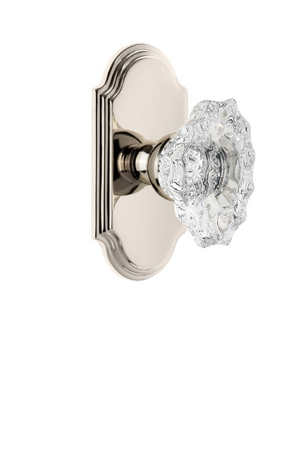 Grandeur Hardware - Arc Plate Double Dummy with Biarritz Crystal Knob in Polished Nickel - ARCBIA - 811532