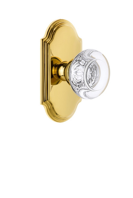 Grandeur Hardware - Arc Plate Double Dummy with Bordeaux Crystal Knob in Polished Brass - ARCBOR - 811506