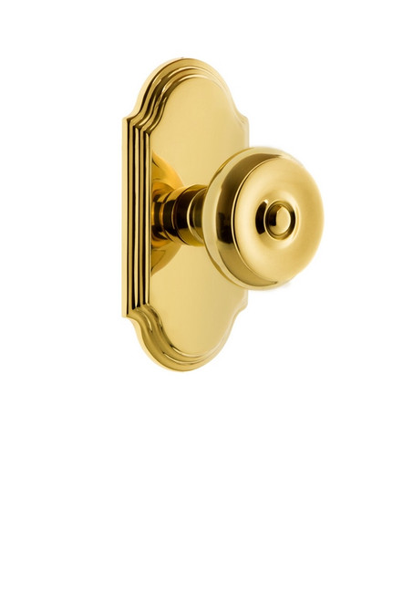 Grandeur Hardware - Arc Plate Double Dummy with Bouton Knob in Polished Brass - ARCBOU - 811534