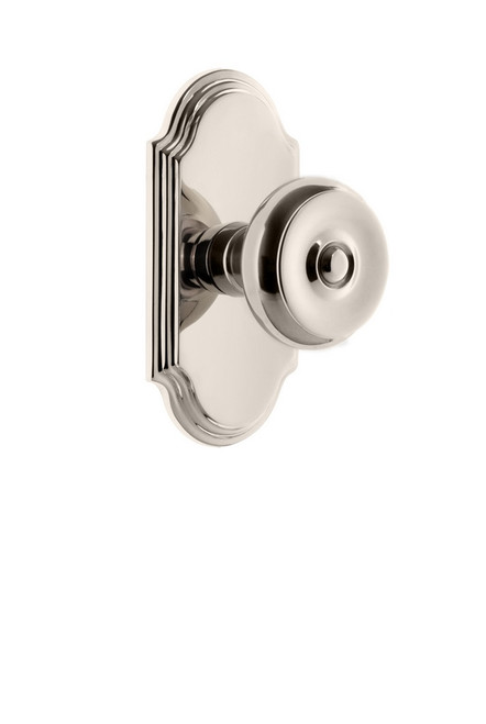 Grandeur Hardware - Arc Plate Double Dummy with Bouton Knob in Polished Nickel - ARCBOU - 811539