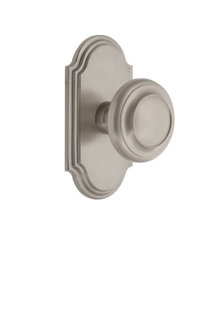 Grandeur Hardware - Arc Plate Double Dummy with Circulaire Knob in Satin Nickel - ARCCIR - 811542