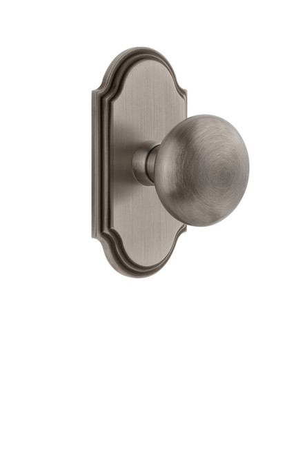 Grandeur Hardware - Arc Plate Double Dummy with Fifth Avenue Knob in Antique Pewter - ARCFAV - 811449