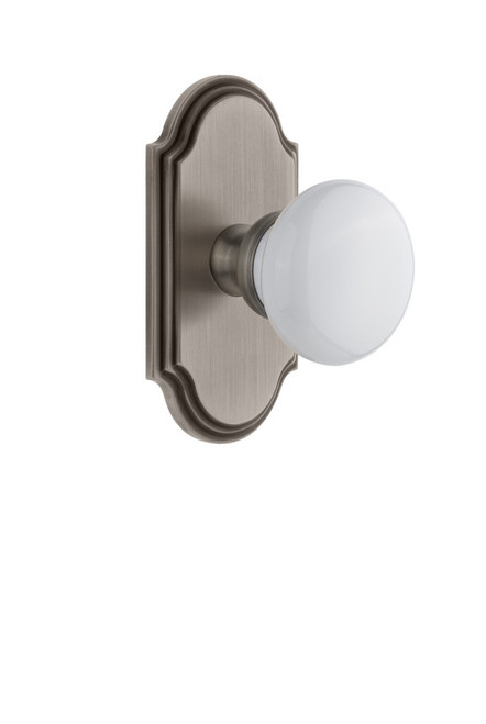 Grandeur Hardware - Arc Plate Double Dummy with Hyde Park Knob in Antique Pewter - ARCHYD - 811442