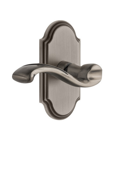 Grandeur Hardware - Arc Plate Double Dummy with Portofino Lever in Antique Pewter - ARCPRT - 811428