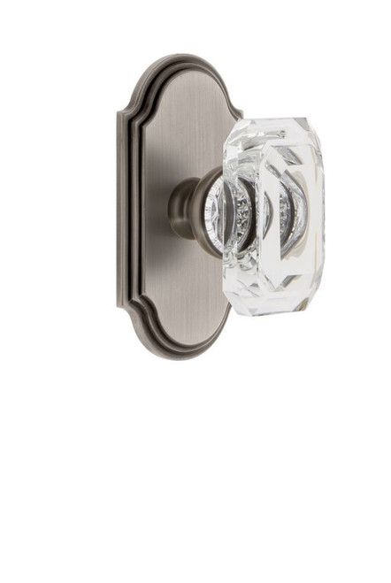 Grandeur Hardware - Arc Plate Dummy with Baguette Crystal Knob in Antique Pewter - ARCBCC - 828028