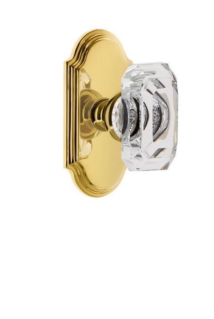 Grandeur Hardware - Arc Plate Dummy with Baguette Crystal Knob in Lifetime Brass - ARCBCC - 828030