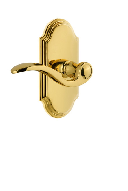 Grandeur Hardware - Arc Plate Dummy with Bellagio Lever in Polished Brass - ARCBEL - 811310