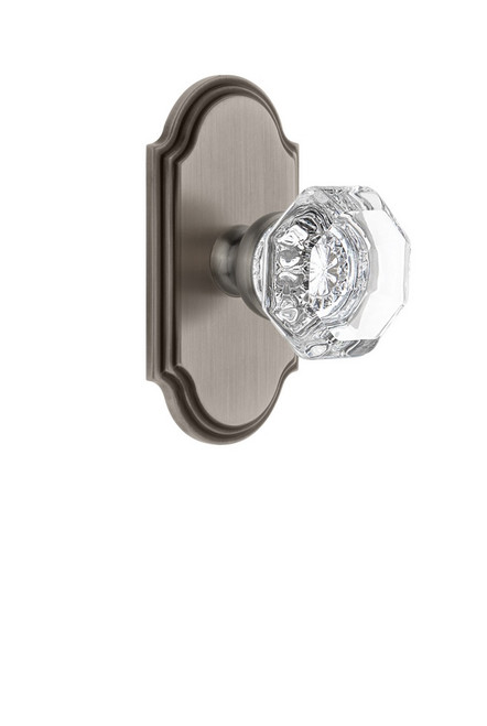 Grandeur Hardware - Arc Plate Dummy with Chambord Crystal Knob in Antique Pewter - ARCCHM - 811358