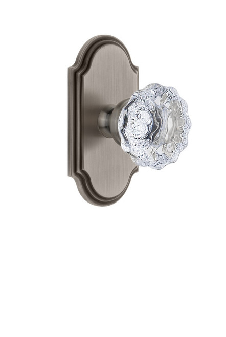 Grandeur Hardware - Arc Plate Dummy with Fontainebleau Crystal Knob in Antique Pewter - ARCFON - 811365