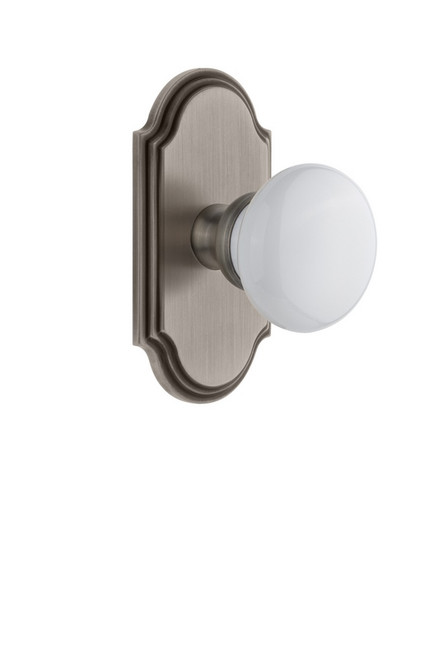 Grandeur Hardware - Arc Plate Dummy with Hyde Park Knob in Antique Pewter - ARCHYD - 811316