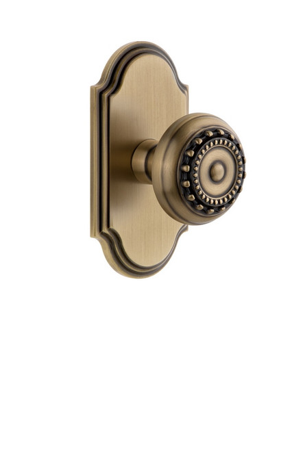 Grandeur Hardware - Arc Plate Dummy with Parthenon Knob in Vintage Brass - ARCPAR - 811355