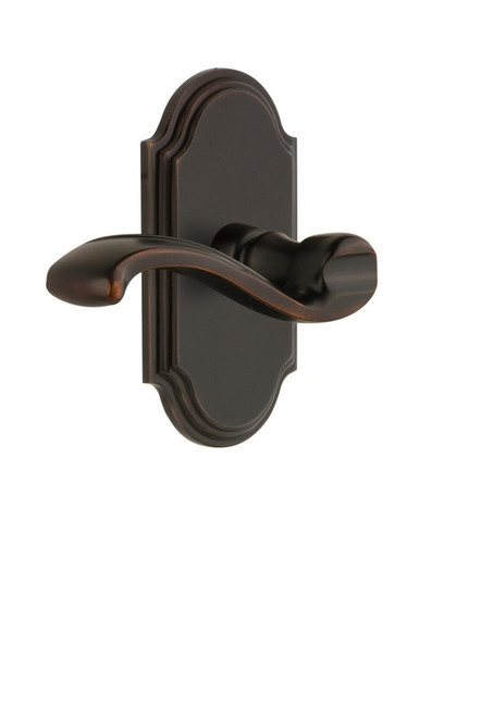 Grandeur Hardware - Arc Plate Dummy with Portofino Lever in Timeless Bronze - ARCPRT - 811305