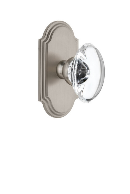 Grandeur Hardware - Arc Plate Dummy with Provence Crystal Knob in Satin Nickel - ARCPRO - 811395