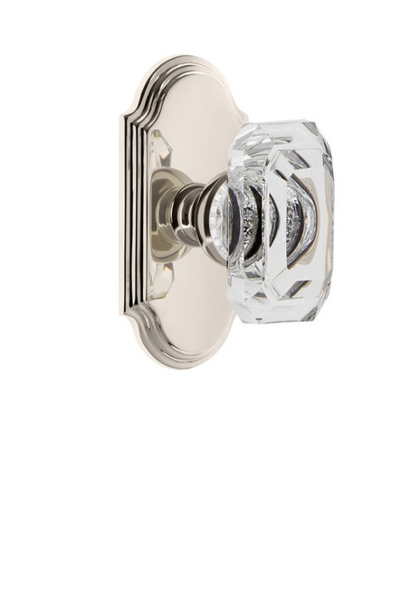 Grandeur Hardware - Arc Plate Passage with Baguette Crystal Knob in Polished Nickel - ARCBCC - 827722