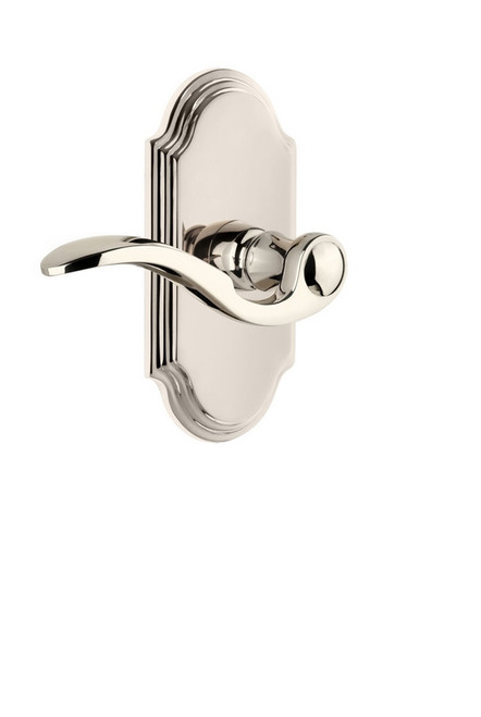 Grandeur Hardware - Arc Plate Passage with Bellagio Lever in Polished Nickel - ARCBEL - 812974