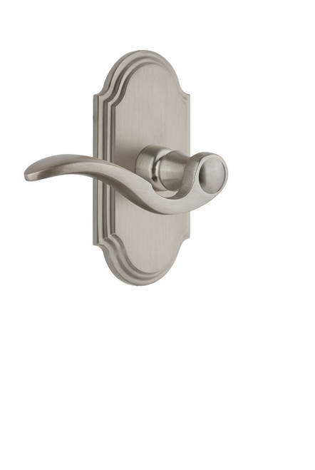 Grandeur Hardware - Arc Plate Passage with Bellagio Lever in Satin Nickel - ARCBEL - 813367