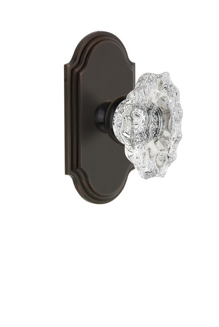 Grandeur Hardware - Arc Plate Passage with Biarritz Crystal Knob in Timeless Bronze - ARCBIA - 812211