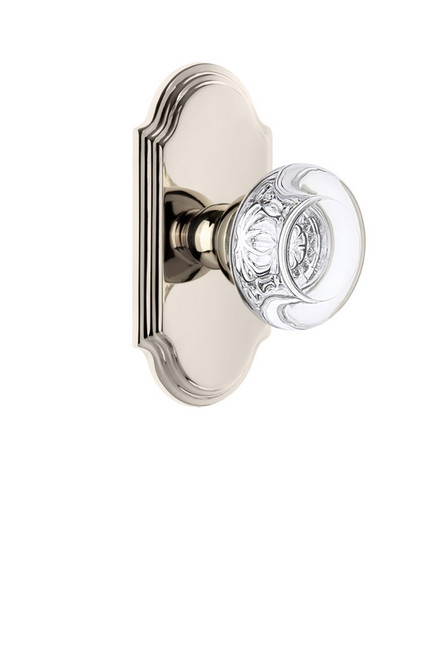 Grandeur Hardware - Arc Plate Passage with Bordeaux Crystal Knob in Polished Nickel - ARCBOR - 811238