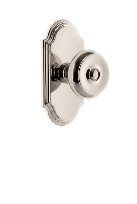 Grandeur Hardware - Arc Plate Passage with Bouton Knob in Polished Nickel - ARCBOU - 811266