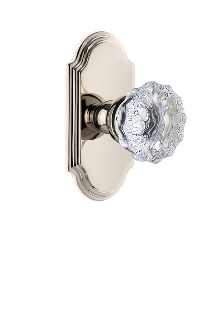 Grandeur Hardware - Arc Plate Passage with Fontainebleau Crystal Knob in Polished Nickel - ARCFON - 812265