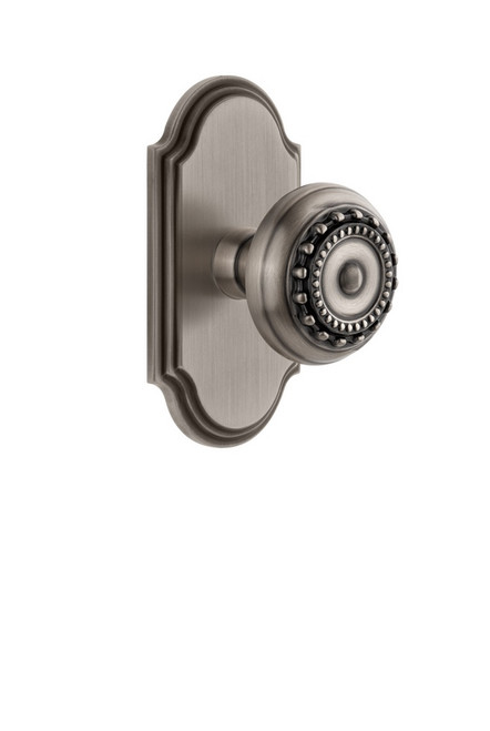 Grandeur Hardware - Arc Plate Passage with Parthenon Knob in Antique Pewter - ARCPAR - 812283