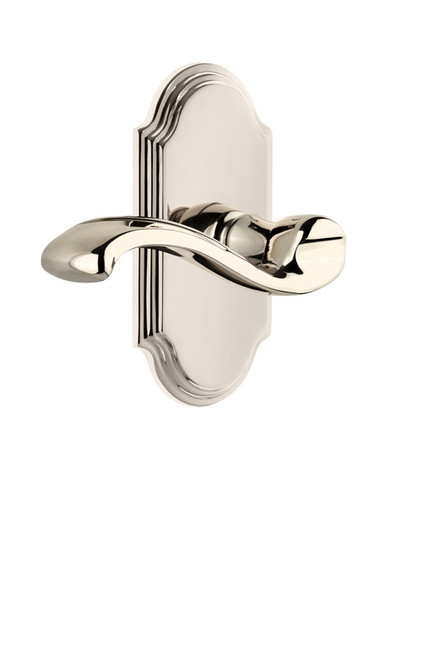 Grandeur Hardware - Arc Plate Passage with Portofino Lever in Polished Nickel - ARCPRT - 811161