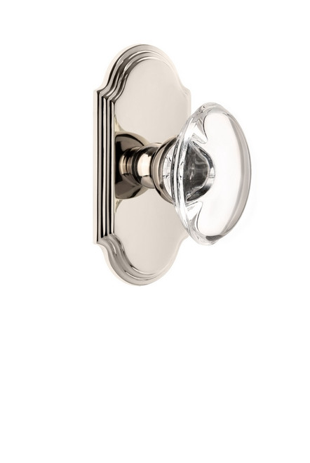 Grandeur Hardware - Arc Plate Passage with Provence Crystal Knob in Polished Nickel - ARCPRO - 812293