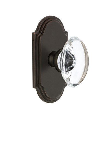 Grandeur Hardware - Arc Plate Passage with Provence Crystal Knob in Satin Nickel - ARCPRO - 812294