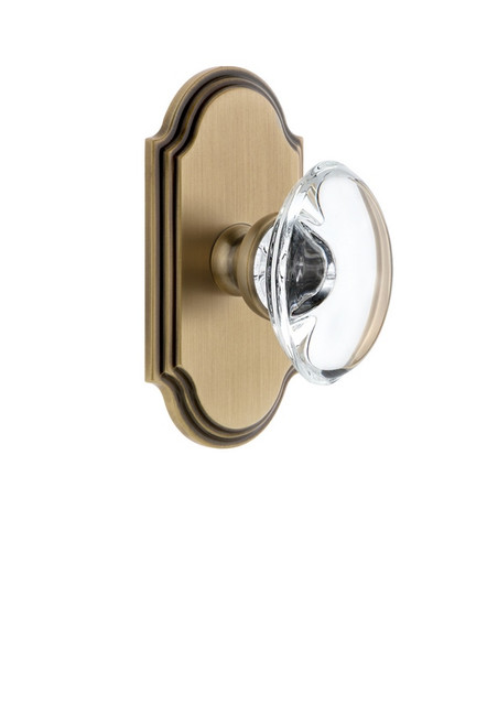 Grandeur Hardware - Arc Plate Passage with Provence Crystal Knob in Vintage Brass - ARCPRO - 811250