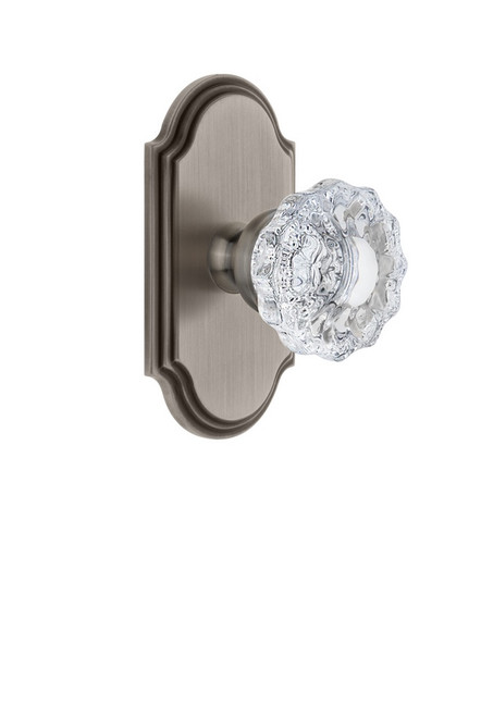 Grandeur Hardware - Arc Plate Passage with Versailles Crystal Knob in Antique Pewter - ARCVER - 812304