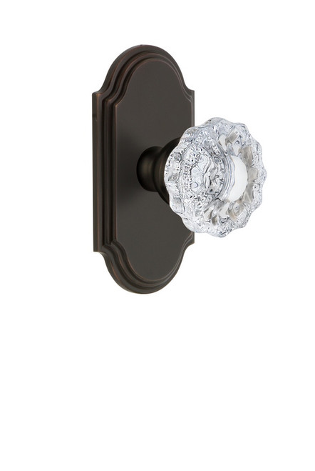 Grandeur Hardware - Arc Plate Passage with Versailles Crystal Knob in Timeless Bronze - ARCVER - 812309