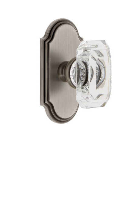 Grandeur Hardware - Arc Plate Privacy with Baguette Crystal Knob in Antique Pewter - ARCBCC - 828310