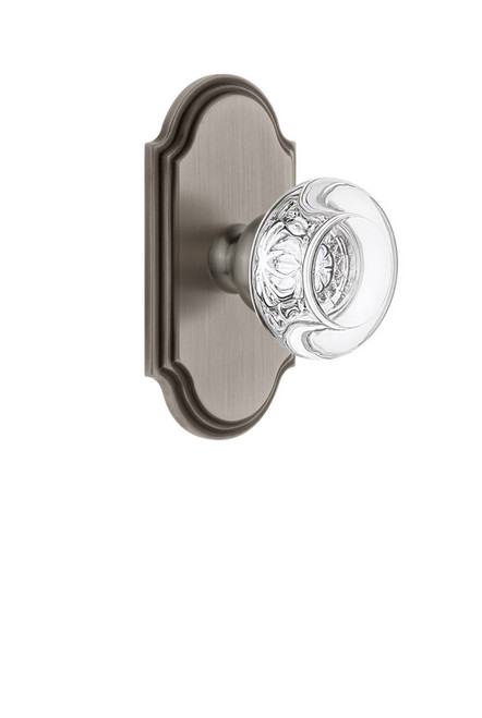 Grandeur Hardware - Arc Plate Privacy with Bordeaux Crystal Knob in Antique Pewter - ARCBOR - 821224