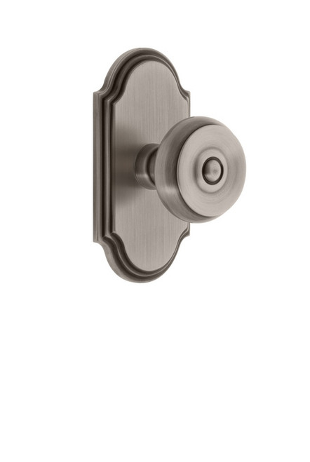 Grandeur Hardware - Arc Plate Privacy with Bouton Knob in Antique Pewter - ARCBOU - 821310