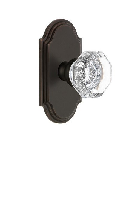 Grandeur Hardware - Arc Plate Privacy with Chambord Crystal Knob in Timeless Bronze - ARCCHM - 821512