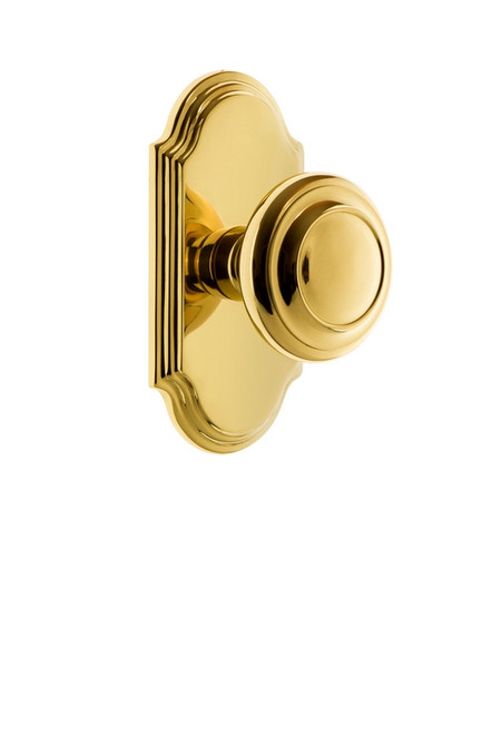 Grandeur Hardware - Arc Plate Privacy with Circulaire Knob in Lifetime Brass - ARCCIR - 821587