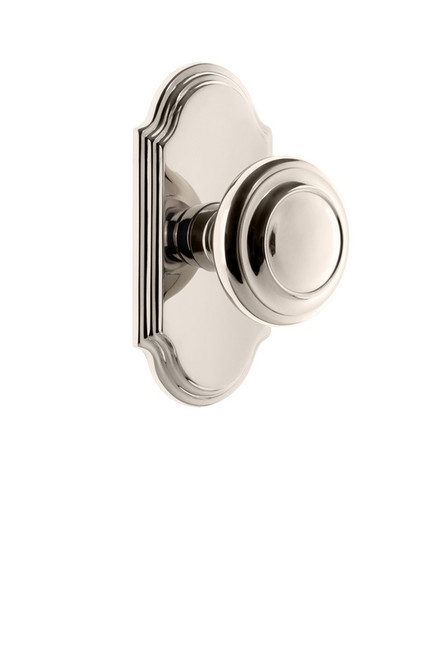 Grandeur Hardware - Arc Plate Privacy with Circulaire Knob in Polished Nickel - ARCCIR - 821566