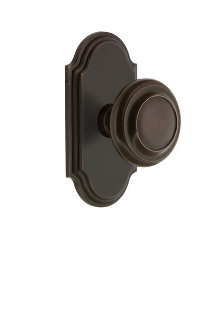 Grandeur Hardware - Arc Plate Privacy with Circulaire Knob in Timeless Bronze - ARCCIR - 821585