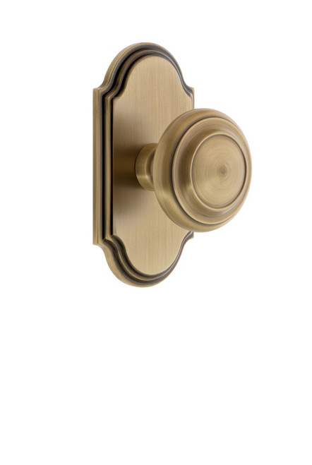 Grandeur Hardware - Arc Plate Privacy with Circulaire Knob in Vintage Brass - ARCCIR - 821586