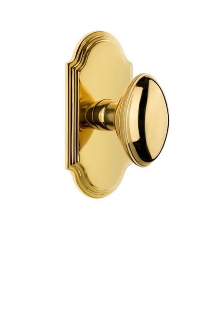 Grandeur Hardware - Arc Plate Privacy with Eden Prairie Knob in Lifetime Brass - ARCEDN - 821649