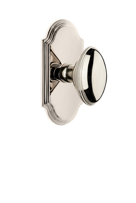 Grandeur Hardware - Arc Plate Privacy with Eden Prairie Knob in Polished Nickel - ARCEDN - 821651