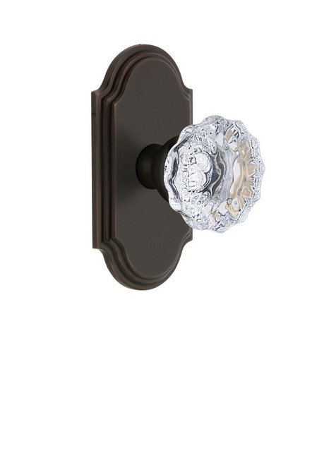 Grandeur Hardware - Arc Plate Privacy with Fontainebleau Crystal Knob in Timeless Bronze - ARCFON - 821812