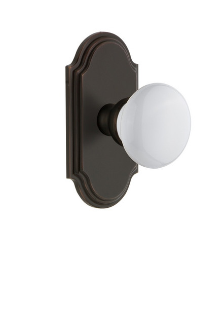 Grandeur Hardware - Arc Plate Privacy with Hyde Park Knob in Timeless Bronze - ARCHYD - 822079